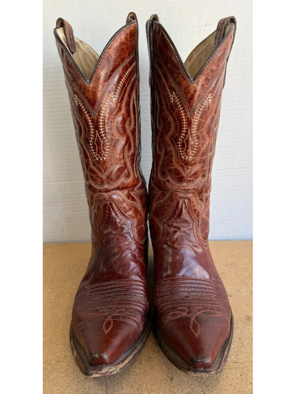 Circle G Boots L5090 Brown Leather Embroidered Snip Toe Western Women's Size 7 D - Picture 2 of 9